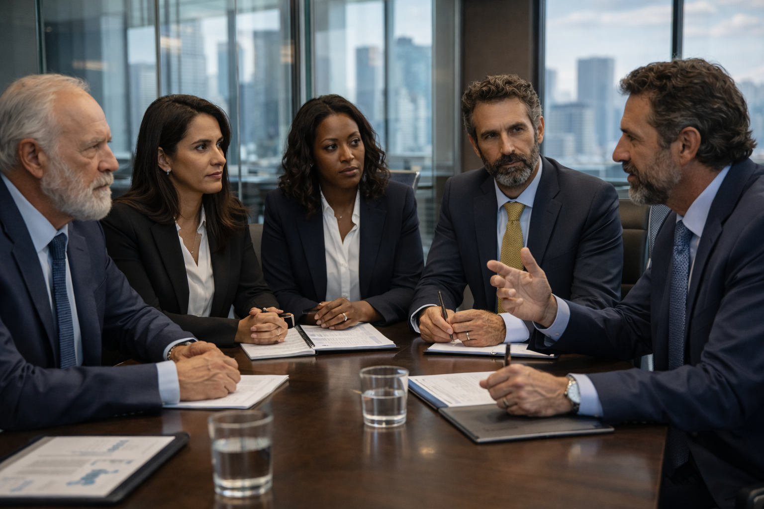 Modern boardroom discussion