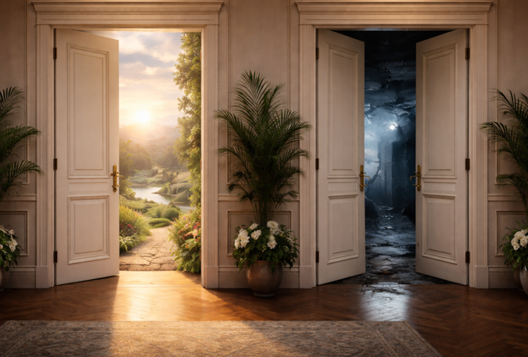 Doors revealing different outcomes